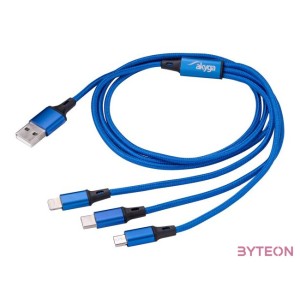 AKYGA Cable USB AK-USB-27 USB A m , micro a USB B m , USB type C m , Lightning m 1.2m