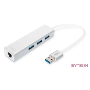 DIGITUS USB3.0 3-Port HUB GLAN Adapter 3xUSB A,F 1xUSB A,M 1xRJ45 LAN