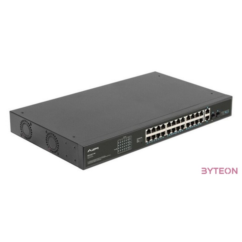 LANBERG Switch rack 19inch RSFE-24P-2C-360 24x 100Mb PoE 2x Combo Gigabit 360W