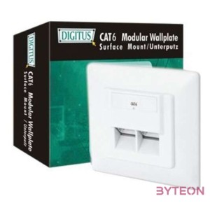 DIGITUS modular wall outlet 2xRJ45 white Cat6 fully shielded flush mount RAL 9010