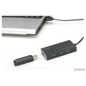 DIGITUS USB 3.0 Hub 4-port Incl. 5V,2A power supply Aluminium housing