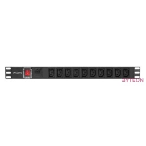 LANBERG PDU-10I-0200-IEC-BK PDU 1U 10A 10 sockets IEC C13 2m Black