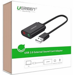 UGREEN 15 cm-es USB külső hangkártya (fekete)