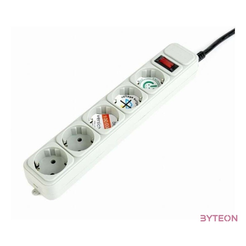 ENERGENIE SPG3-B-10C Surge protector 5 sockets Schuko 3m grey