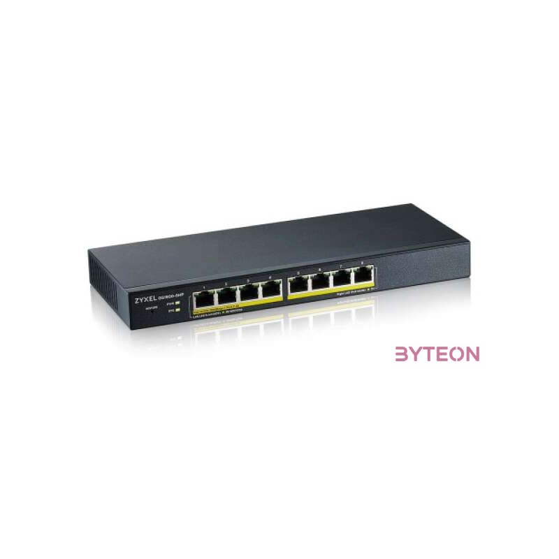 ZYXEL GS1900-8HP 8-port GbE L2 PoE Smart Switch 802.3at desktop fanless 70 Watt