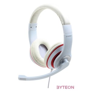 GEMBIRD MHS-03-WTRDBK Stereo headset with microphone black and white color with red ring