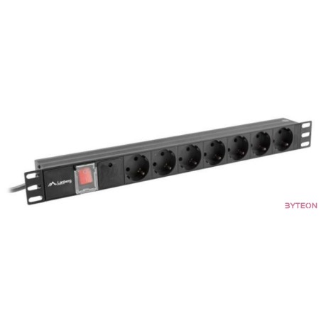LANBERG PDU-07F-0200-IEC-BK PDU 1U 10A, 7 sockets schuco, 2m, Black