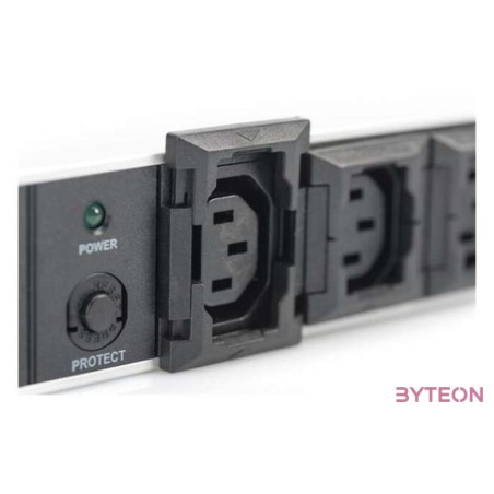 DIGITUS 19inch outlet stripe 10x black 10A 2500W Alu profil overload protection C14 plug