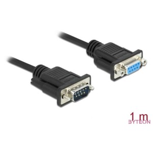 DELOCK Serial Cable RS-232 Sub-D9 male to female nullmodem with narrow plug housing 1m
