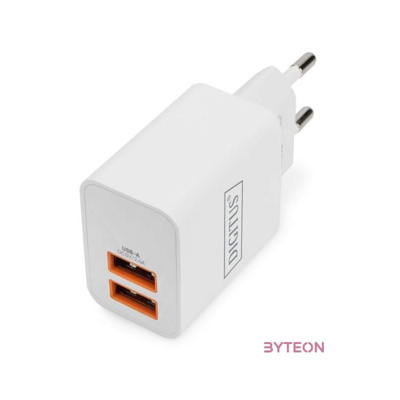 DIGITUS USB Charger 2x USB-A 15W 2x 2.4A white