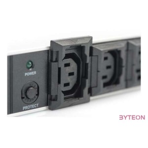 DIGITUS 19inch outlet stripe 10x black 10A 2500W Alu profil overload protection C14 plug