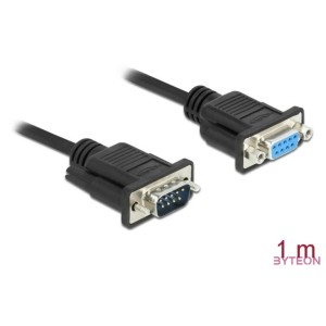 DELOCK Serial Cable RS-232 Sub-D9 male to female nullmodem with narrow plug housing 1m