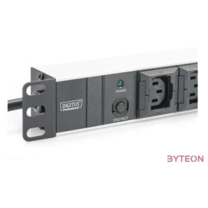 DIGITUS 19inch outlet stripe 10x black 10A 2500W Alu profil overload protection C14 plug