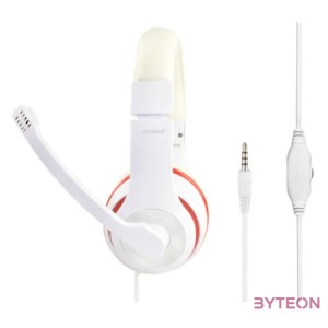 GEMBIRD MHS-03-WTRDBK Stereo headset with microphone black and white color with red ring