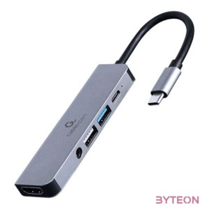 GEMBIRD A-CM-COMBO5-02 Multi Port Adapter USB Type C 5in1 Hub  HDMI  PD  stereo audio