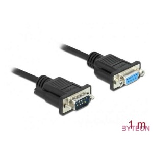 DELOCK Serial Cable RS-232 Sub-D9 male to female nullmodem with narrow plug housing 1m