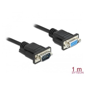 DELOCK Serial Cable RS-232 Sub-D9 male to female nullmodem with narrow plug housing 1m
