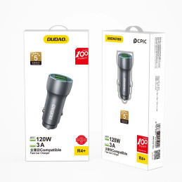 Car charger Dudao R4+, 2xUSB, 120W (black)