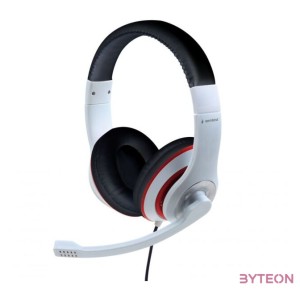 GEMBIRD MHS-03-WTRDBK Stereo headset with microphone black and white color with red ring