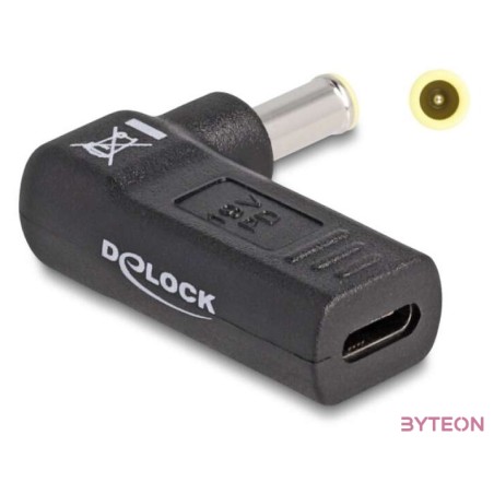 Delock Laptop töltőkábel adapter USB Type-C anya - Samsung 5,5 x 3,0 mm apa 90 fokban hajlított