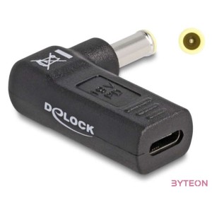 Delock Laptop töltőkábel adapter USB Type-C anya - Samsung 5,5 x 3,0 mm apa 90 fokban hajlított
