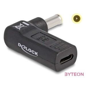Delock Laptop töltőkábel adapter USB Type-C anya - Samsung 5,5 x 3,0 mm apa 90 fokban hajlított