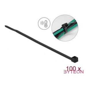 Delock Kábelkötöző ellenáll a hideg hőmérsékletnek hossza 100 x szélessége 2,5 mm, 100 db. Fekete