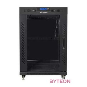 LANBERG free standing rack 19inch cabinet 15U 600x800 glass door LCD flat pack black