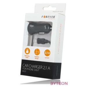 Forever M-01 Autós tölto iPhone-hoz 8-PIN 2,1A, fekete