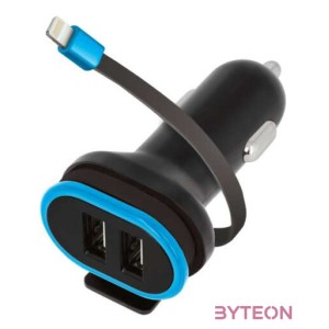 Forever CC-02 Autós tölto kábellel, dupla, 3A, iPhone 8-pin