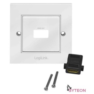 Logilink HDMI fali lemez csatlakozóval HDMI aljzat, 1 portos, fehér