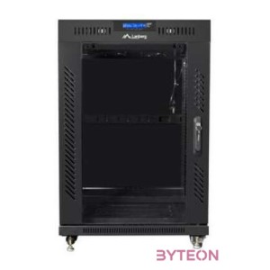 LANBERG free standing rack 19inch cabinet 15U 600x800 glass door LCD flat pack black