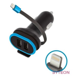 Forever CC-02 Autós tölto kábellel, dupla, 3A, iPhone 8-pin