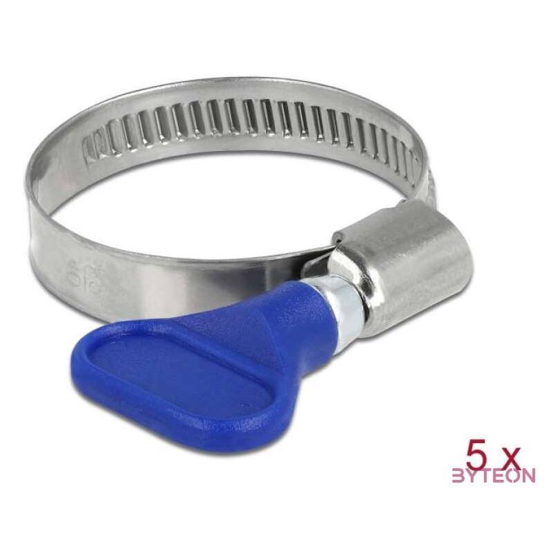 Delock Tömlőbilincs pillangó fogantyúval rozsdamentes acél 400 SS 25 - 40 mm 5 db. kék
