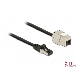 Delock Kábel RJ45 apa - Keystone modul RJ45 anya Cat.6A, 5 m hosszú, fekete