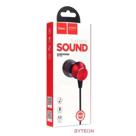 HOCO M51 fülhallgató mikrofonnal piros