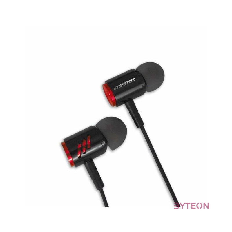 Esperanza sztereó mikrofonos fülhallgató, fekete-piros
