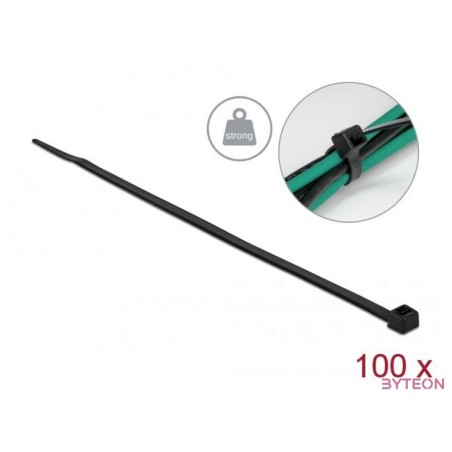 Delock Kábelkötöző magas szakítószilárdsággal hossza 200 x szélessége 4,8 mm, 100 db. Fekete
