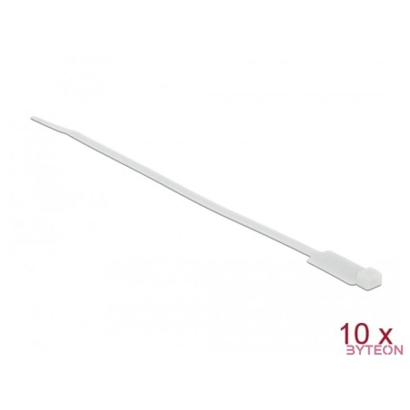 Delock Kábelkötöző címkével Hx 190 x Sz 4,8 mm, 10 darab fehér