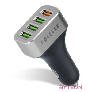 Forever Autós gyorstölto 4x USB, 30 W, fekete