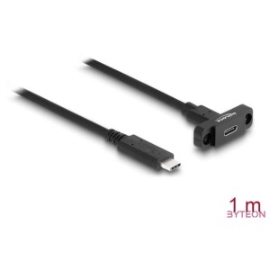 Delock SuperSpeed USB 10 Gbps (USB 3.2 Gen 2) USB Type-C kábel apa-anya 1 m panel-csatlakozójú fekete