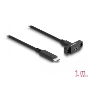 Delock SuperSpeed USB 10 Gbps (USB 3.2 Gen 2) USB Type-C kábel apa-anya 1 m panel-csatlakozójú fekete