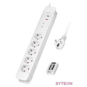 Logilink Aljzat 5-ös  távirányító 2, 5x CEE 7,3, 1,5 m, fehér