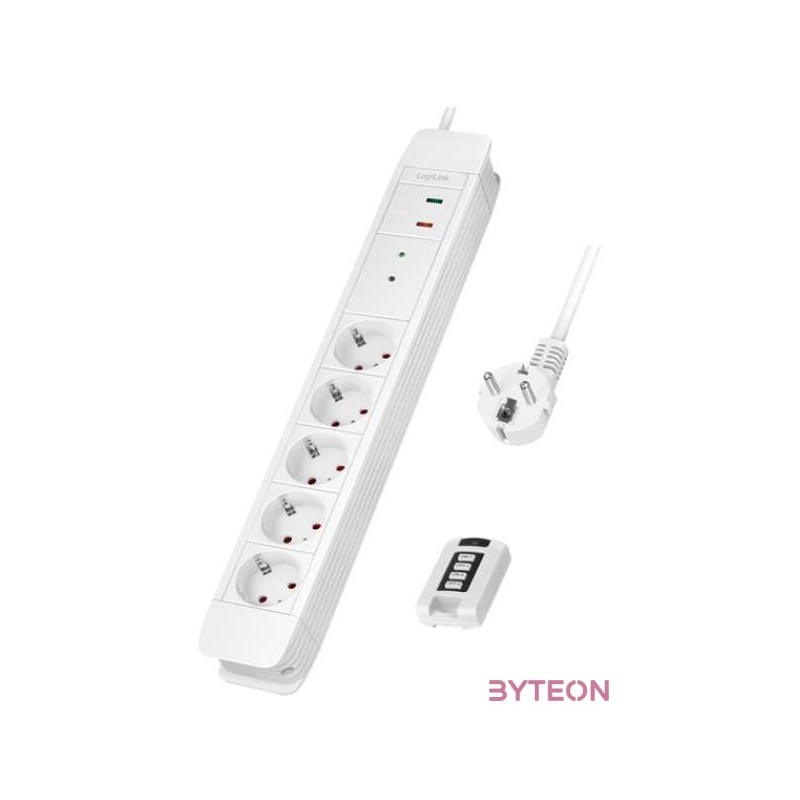 Logilink Aljzat 5-ös  távirányító 2, 5x CEE 7,3, 1,5 m, fehér