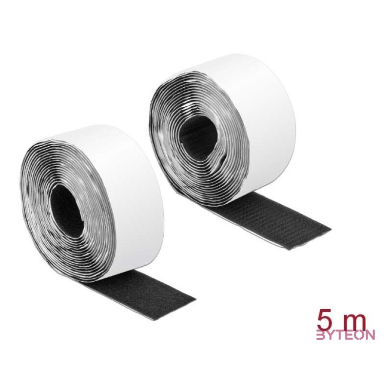 Delock Velcro öntapadó tépőzáras szalag-szett, H 5 m és Sz 50 mm fekete