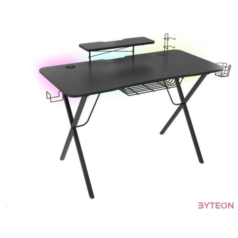 Genesis Holm 300 Gamer asztal RGB világítással, fekete