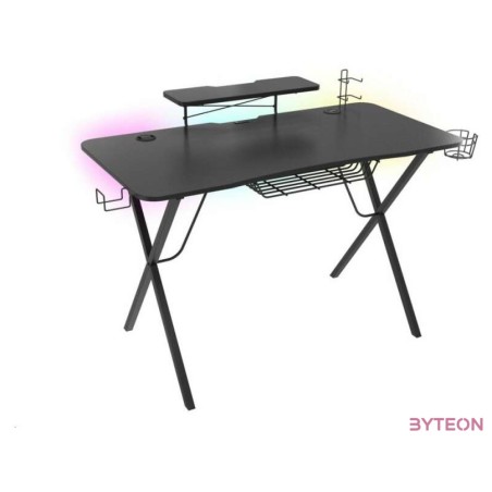 Genesis Holm 300 Gamer asztal RGB világítással, fekete