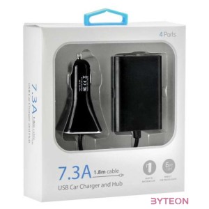 BlueStar autós töltő 4 x USB, 7,3 A, kábel 1,8 m