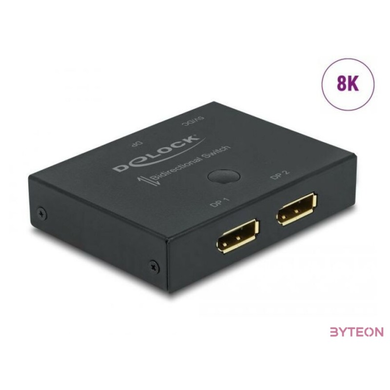 Delock DisplayPort 2 - 1 kapcsoló kétirányú 8K 30 Hz