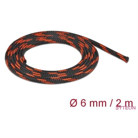 Delock Fonott kábelharisnya nyújtható 2 m x 6 mm fekete-piros